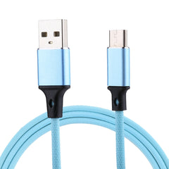 1m 2A Output USB to USB-C / Type-C Nylon Weave Style Data Sync Charging Cable, 2A Black, 2A Pink, 2A Grey, 2A Blue, 2A Red, 2A White