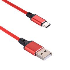 1m 2A Output USB to USB-C / Type-C Nylon Weave Style Data Sync Charging Cable, 2A Red, 2A White, 2A Black, 2A Pink, 2A Grey, 2A Blue