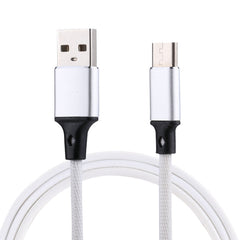1m 2A Output USB to USB-C / Type-C Nylon Weave Style Data Sync Charging Cable, 2A Red, 2A White, 2A Black, 2A Pink, 2A Grey, 2A Blue