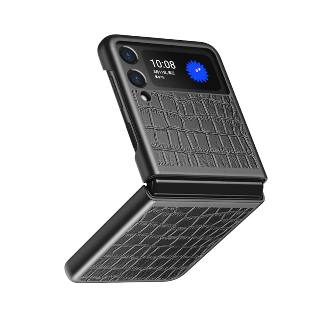 For Samsung Galaxy Z Flip Crocodile Texture Leather Folding Protective Case, For Samsung Galaxy Z Flip