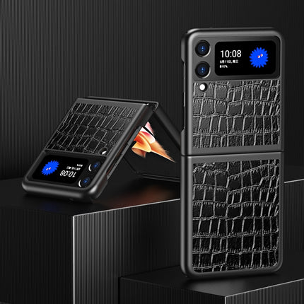 For Samsung Galaxy Z Flip Crocodile Texture Leather Folding Protective Case, For Samsung Galaxy Z Flip