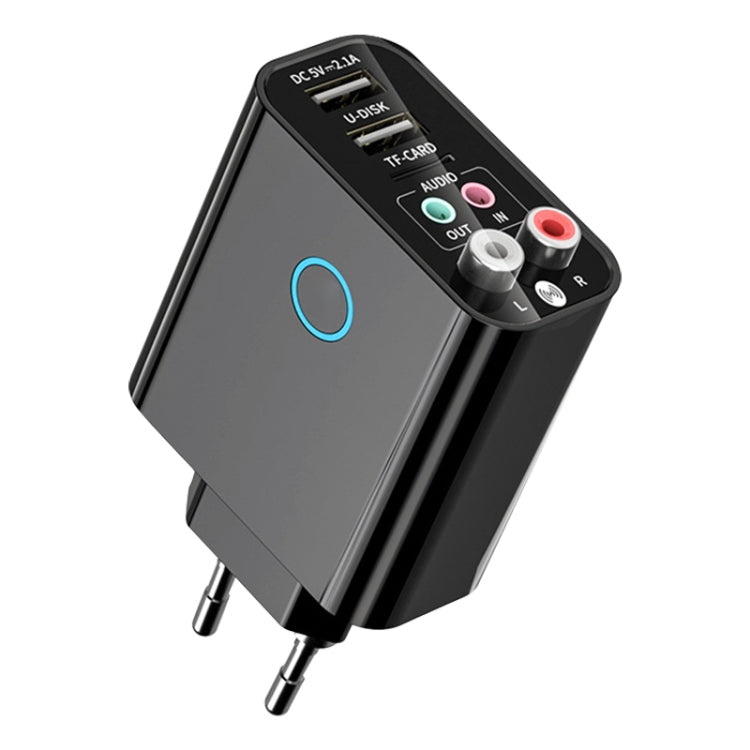 K16 2 in 1 3.5mm AUX + RAC Dual Output Plug-in Bluetooth 5.0 Audio Transmitter Receiver with Remote Control, EU Plug, EU Plug