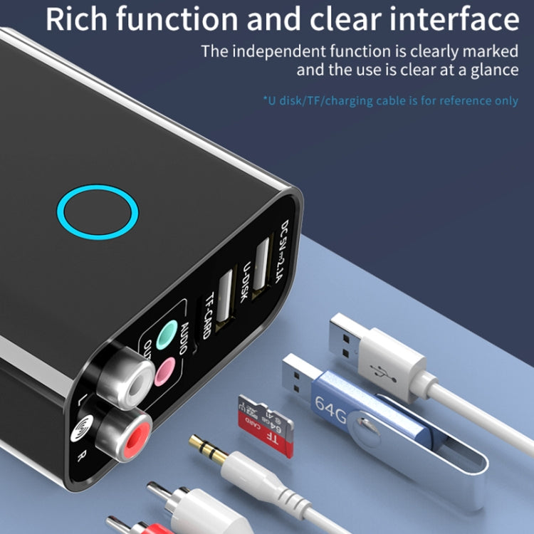 K16 2 in 1 3.5mm AUX + RAC Dual Output Plug-in Bluetooth 5.0 Audio Transmitter Receiver with Remote Control, EU Plug, EU Plug