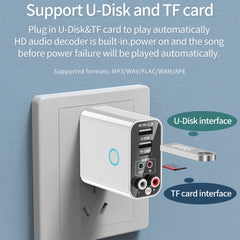 K16 2 in 1 3.5mm AUX + RAC Dual Output Plug-in Bluetooth 5.0 Audio Transmitter Receiver with Remote Control, CN Plug