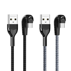 REMAX RC-177a Heymanba II 2.1A USB to USB-C / Type-C 180 Degrees Elbow Zinc Alloy Braided Gaming Data Cable, Cable Length: 1m, RC-177a