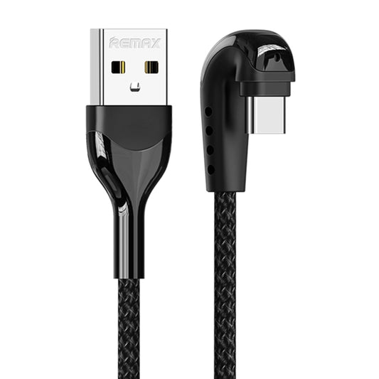 REMAX RC-177a Heymanba II 2.1A USB to USB-C / Type-C 180 Degrees Elbow Zinc Alloy Braided Gaming Data Cable, Cable Length: 1m, RC-177a