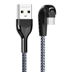 REMAX RC-177a Heymanba II 2.1A USB to USB-C / Type-C 180 Degrees Elbow Zinc Alloy Braided Gaming Data Cable, Cable Length: 1m, RC-177a