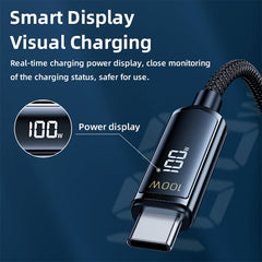 REMAX RC-128a 100W Type-C / USB-C to Type-C / USB-C Intelligent Digital Display Zinc Alloy Braided Charging Data Cable, Length: 1.2m