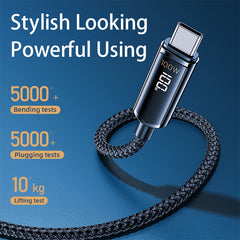 REMAX RC-128a 100W Type-C / USB-C to Type-C / USB-C Intelligent Digital Display Zinc Alloy Braided Charging Data Cable, Length: 1.2m