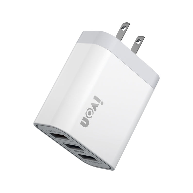 IVON AD37 5A QC 3.0 Three USB Port Travel Charger, US Plug, AD37