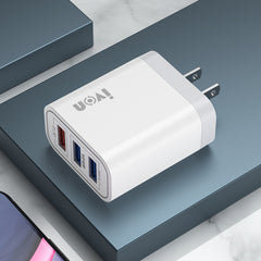 IVON AD37 5A QC 3.0 Three USB Port Travel Charger, US Plug, AD37