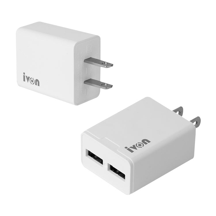 IVON AD38 5V 2.1A Dual USB Port Travel Charger, US Plug, AD38