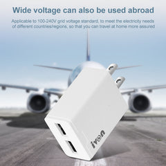 IVON AD38 5V 2.1A Dual USB Port Travel Charger, US Plug, AD38