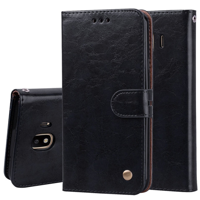 Business Style Oil Wax Texture Horizontal Flip Leather Case for Galaxy J4 (EU Version) (2018), with Holder & Card Slots & Wallet, For Galaxy J4 (EU Version) (2018)