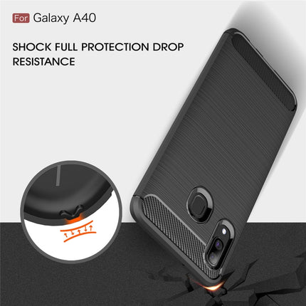 Brushed Texture Carbon Fiber TPU Case for Galaxy A40, For Galaxy A40