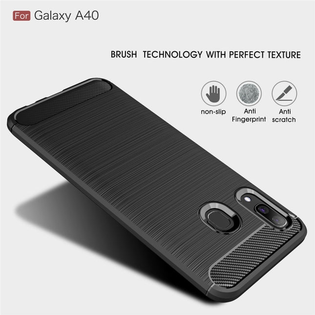 Brushed Texture Carbon Fiber TPU Case for Galaxy A40, For Galaxy A40