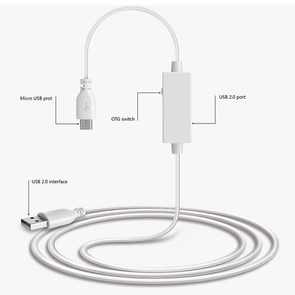 OTG-Y-03 USB 2.0 Male to Micro USB Male + USB Female OTG Charging Data Cable for Android Phones / Tablets with OTG Function, with Switch, Length: 1.1m, with Switch Length: 1.1m
