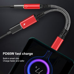 2 in 1 USB-C / Type-C Male to PD 60W USB-C / Type-C Charging + 3.5mm Audio Female Earphone Adapter