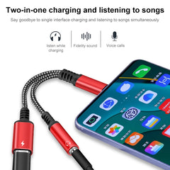 2 in 1 USB-C / Type-C Male to PD 60W USB-C / Type-C Charging + 3.5mm Audio Female Earphone Adapter