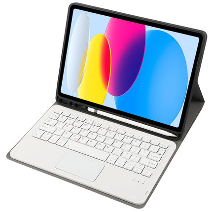 For iPad 11 2025 / 10th Gen 10.9 2022 A10B-A Lambskin Texture Bluetooth Touch Keyboard Leather Tablet Case with Pen Slot, A10B-A