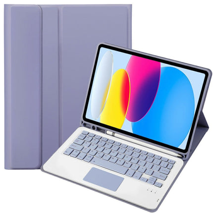 For iPad 11 2025 / 10th Gen 10.9 2022 A10B-A Lambskin Texture Bluetooth Touch Keyboard Leather Tablet Case with Pen Slot, A10B-A