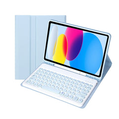 For iPad 11 2025 / 10th Gen 10.9 2022 YA10B Lambskin Texture Bluetooth Keyboard Leather Tablet Case with Pen Slot, YA10B