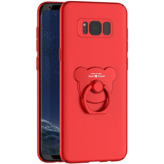 AIQAA For Galaxy S8 + / G9550 Solid Color Metal Paint Plastic PC Dropproof Protective case with Bear Ring Holder