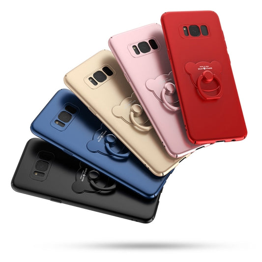 AIQAA For Galaxy S8 + / G9550 Solid Color Metal Paint Plastic PC Dropproof Protective case with Bear Ring Holder