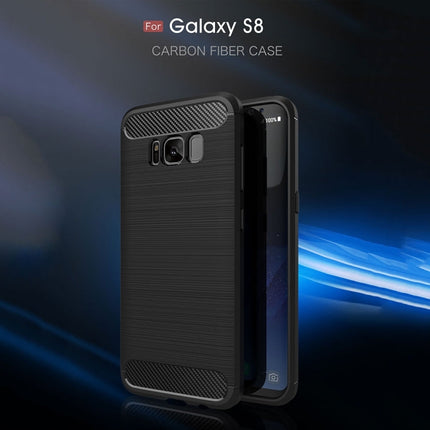 For Galaxy S8 Brushed Carbon Fiber Texture Shockproof TPU Protective Cover Case