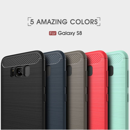 For Galaxy S8 Brushed Carbon Fiber Texture Shockproof TPU Protective Cover Case