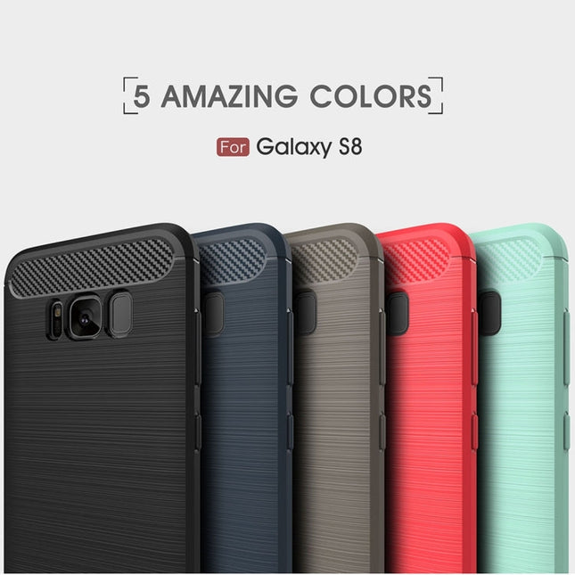 For Galaxy S8 Brushed Carbon Fiber Texture Shockproof TPU Protective Cover Case