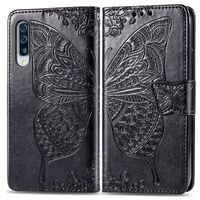 Butterfly Love Flowers Embossing Horizontal Flip Leather Case for Galaxy A70, with Holder & Card Slots & Wallet & Lanyard, For Galaxy A70