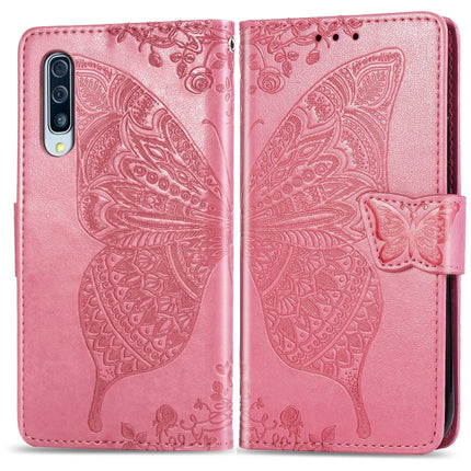 Butterfly Love Flowers Embossing Horizontal Flip Leather Case for Galaxy A70, with Holder & Card Slots & Wallet & Lanyard, For Galaxy A70