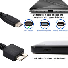 USB-C / Type-C Male to Micro B Male Adapter Cable, Total Length: about 30cm, 30cm