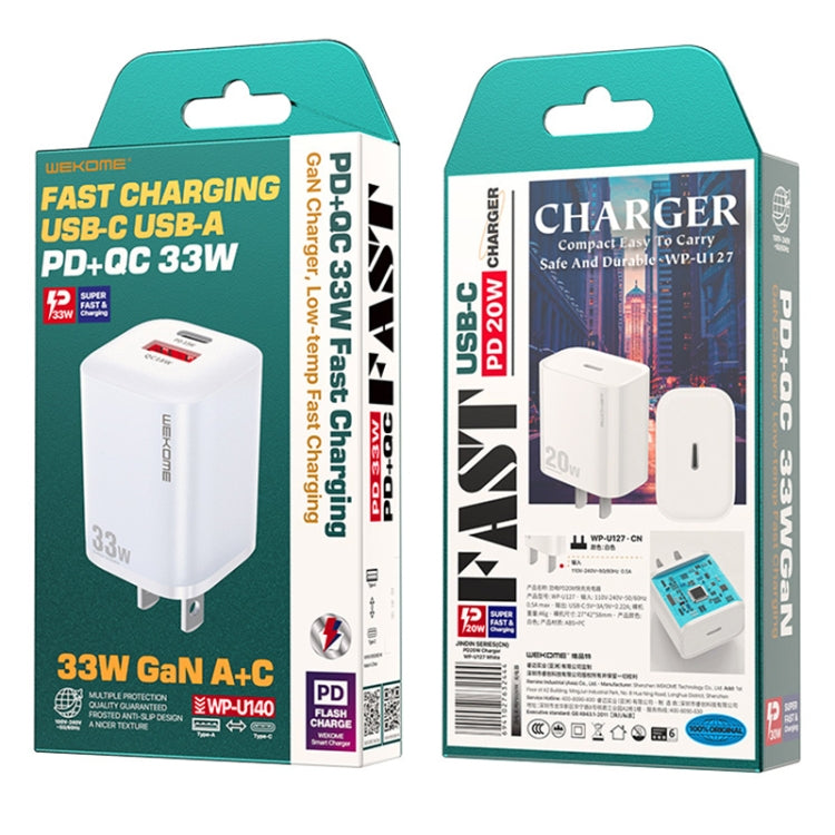 WK WP-U140 33W Power Series USB+USB-C/Type-C Fast Charger, Specifications: US Plug, 33W US Plug