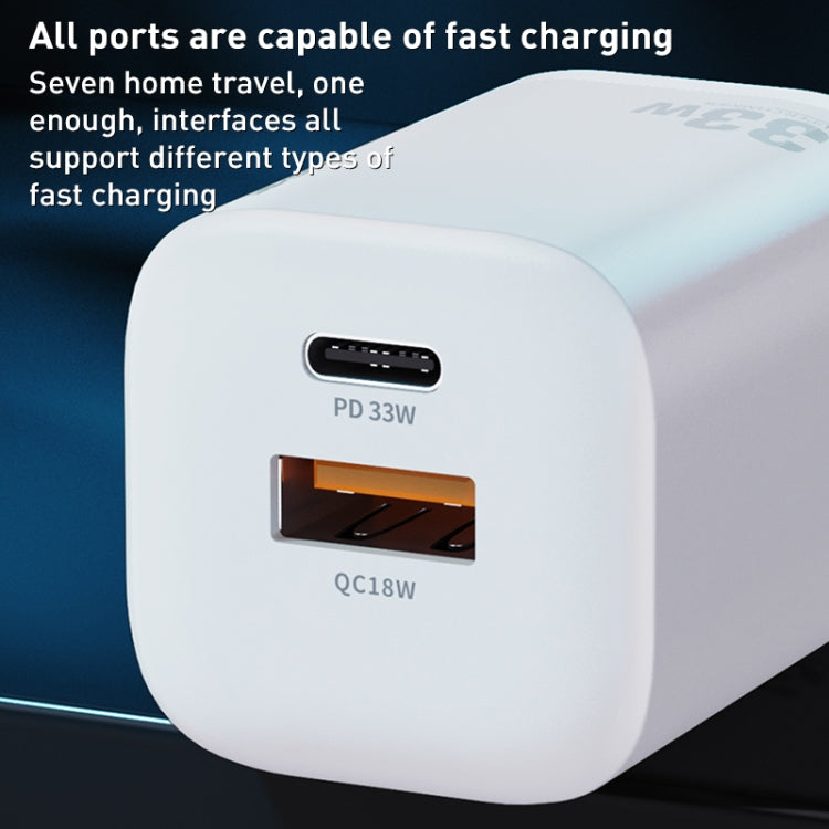 WK WP-U140 33W Power Series USB+USB-C/Type-C Fast Charger, Specifications: UK Plug, 33W UK Plug