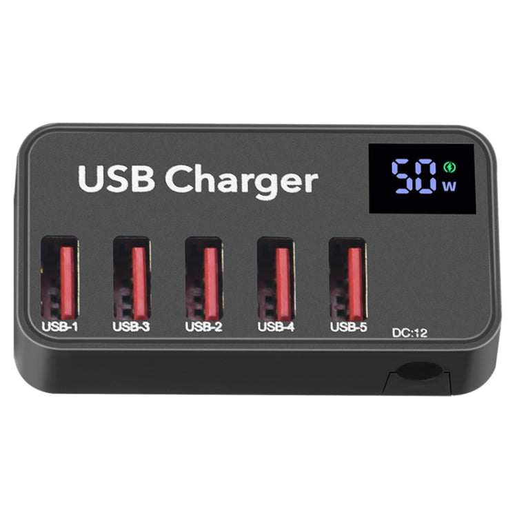 988A Multi-function DC 12V 5 Ports USB Digital Display Fast Charger, 988A