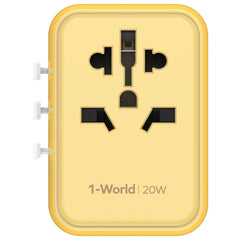 MOMAX UA11 1-World 20W PD Global Travel Fast Charger Power Adapter, UA11 (Yellow), UA11 (Black), UA11 (Blue), UA11