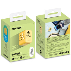 MOMAX UA11 1-World 20W PD Global Travel Fast Charger Power Adapter, UA11 (Yellow), UA11 (Black), UA11 (Blue), UA11