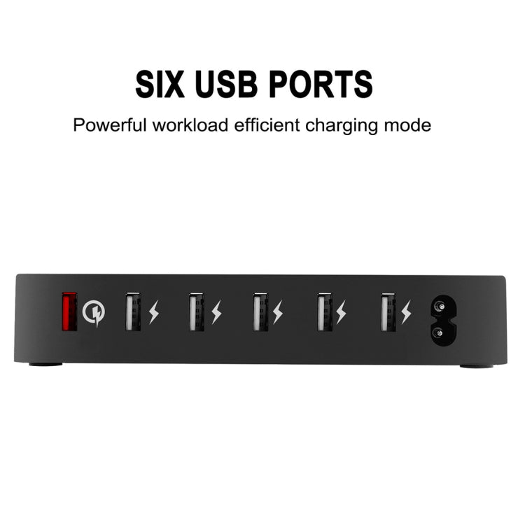 008QC Multi-function DC5V/9A QC18W Output 6 Ports USB Detachable Charging Station Smart Charger, Support QC3.0