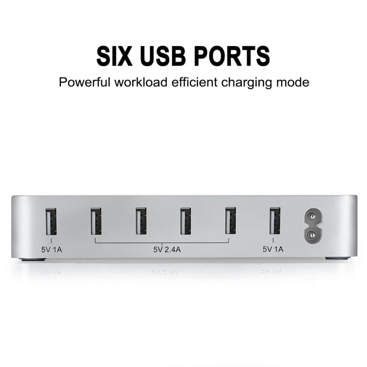 008 Multi-function DC5V/10A (Max) Output 6 Ports USB Detachable Charging Station Smart Charger