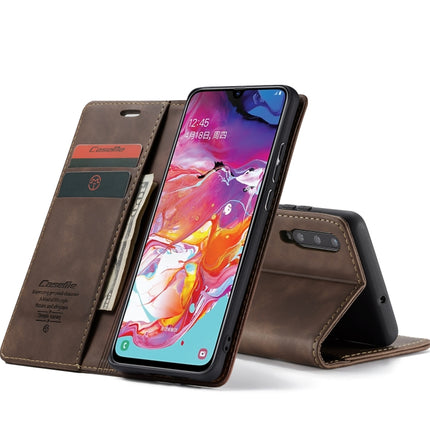 CaseMe-013 Multifunctional Retro Frosted Horizontal Flip Leather Case for Galaxy A70, with Card Slot & Holder & Zipper Wallet & Photo Frame