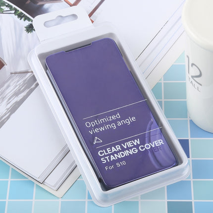 PU Electroplating Mirror Horizontal Flip Leather Case for Galaxy S10, with Holder