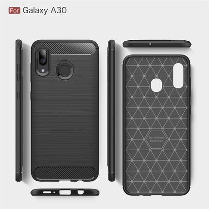 Brushed Texture Carbon Fiber Shockproof TPU Case for Galaxy A30