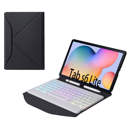 B610S Diamond Texture Triangle Back Holder Splittable Bluetooth Keyboard Leather Tablet Case with Backlight for Samsung Galaxy Tab S6 Lite