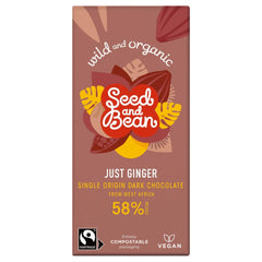 Organic & Fair Trade 58% dark chocolate bar with ginger