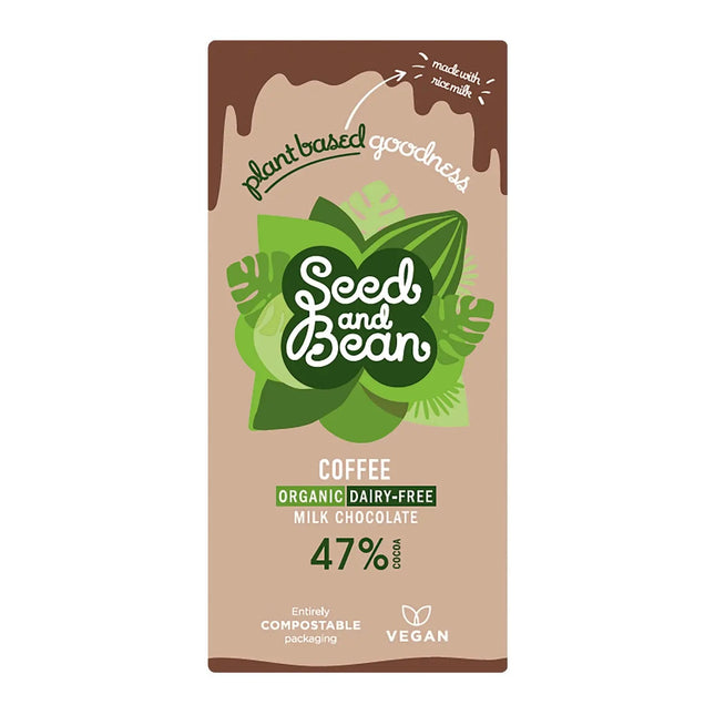 Organic Dairy Free 47% milk chocolate bar with coffee