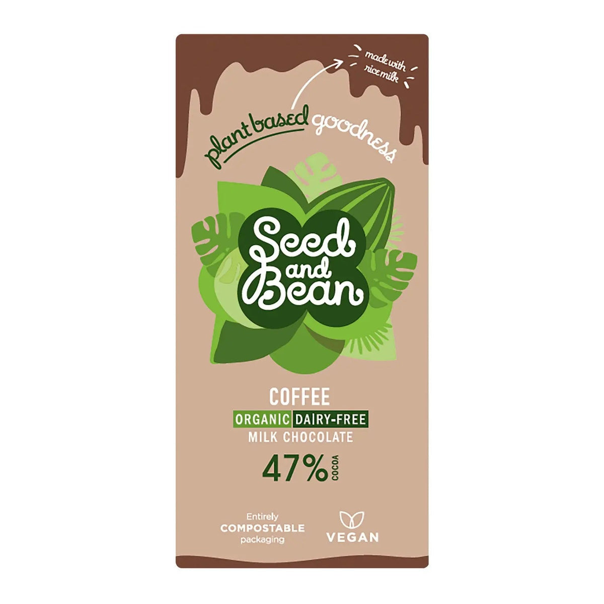 Organic Dairy Free 47% milk chocolate bar with coffee