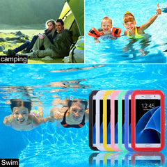 For Galaxy S7 Edge / G935 IPX8 Plastic + Silicone Transparent Waterproof Protective Case with Lanyard