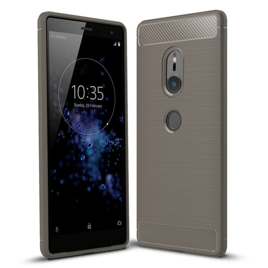 For Sony Xperia XZ2 Brushed Texture Carbon Fiber Shockproof TPU Protective Back Case, Sony Xperia XZ2, For Sony Xperia XZ2